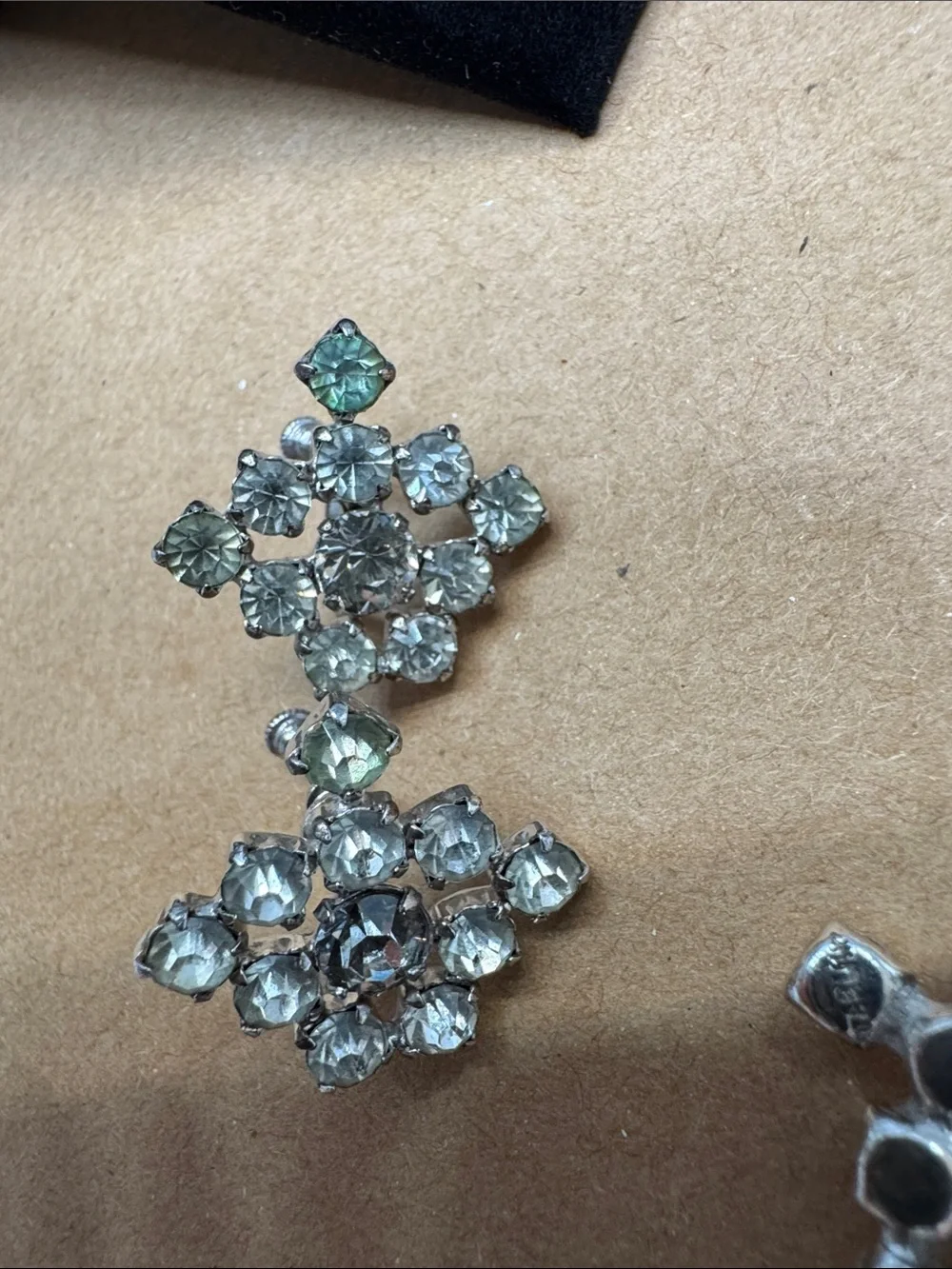 Vintage Sterling Crystal Cluster Brooch and Earring Set